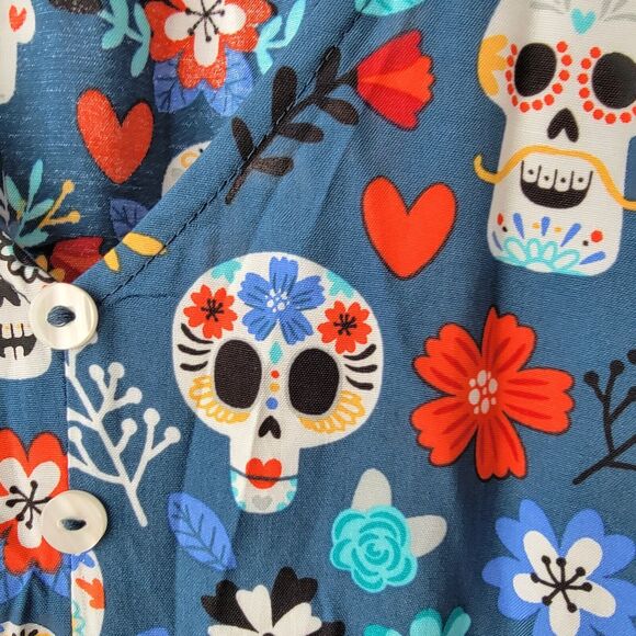 Modcloth Blue Skull Print Midi Dress - Picture 6 of 9